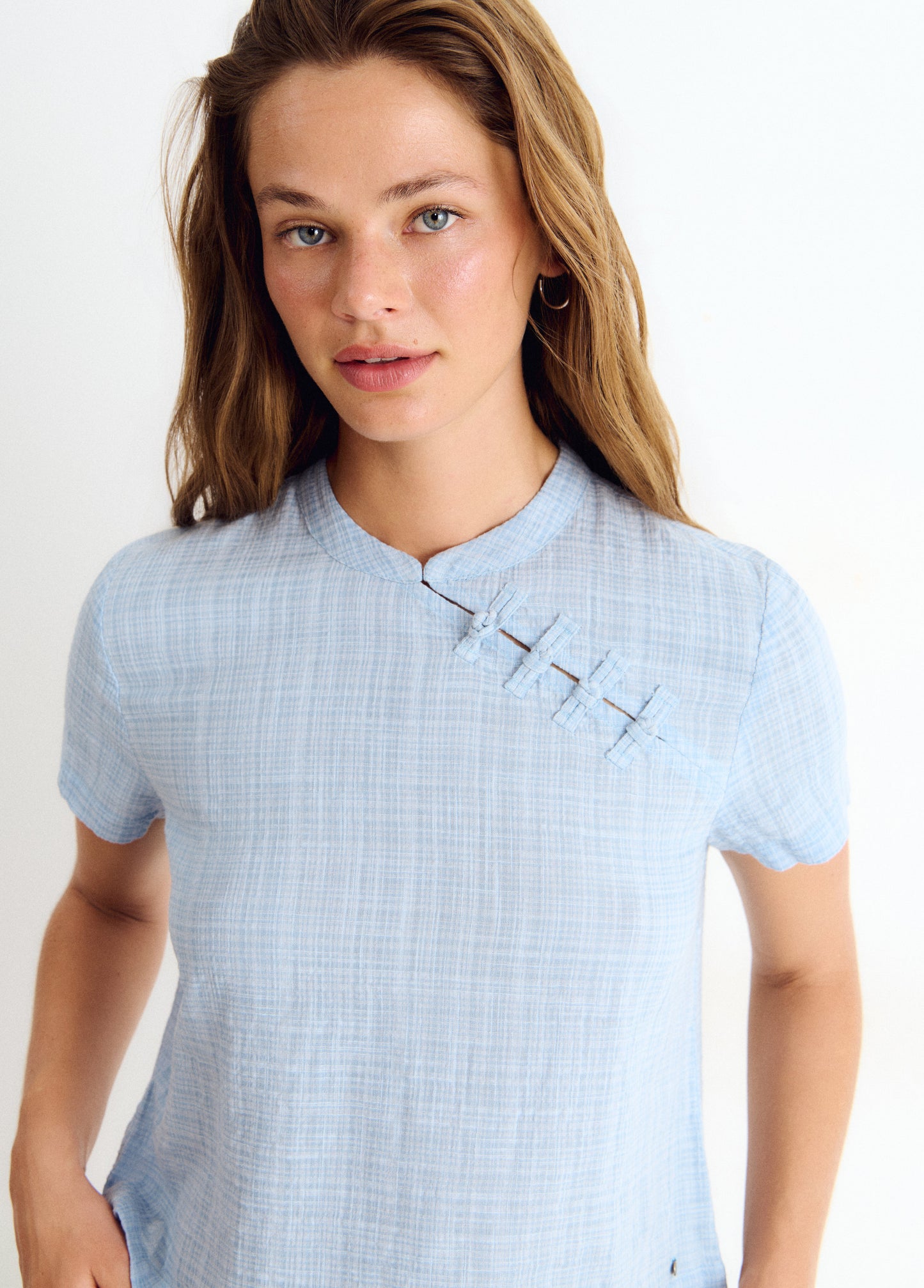 Blusa detalle japonés cuadros