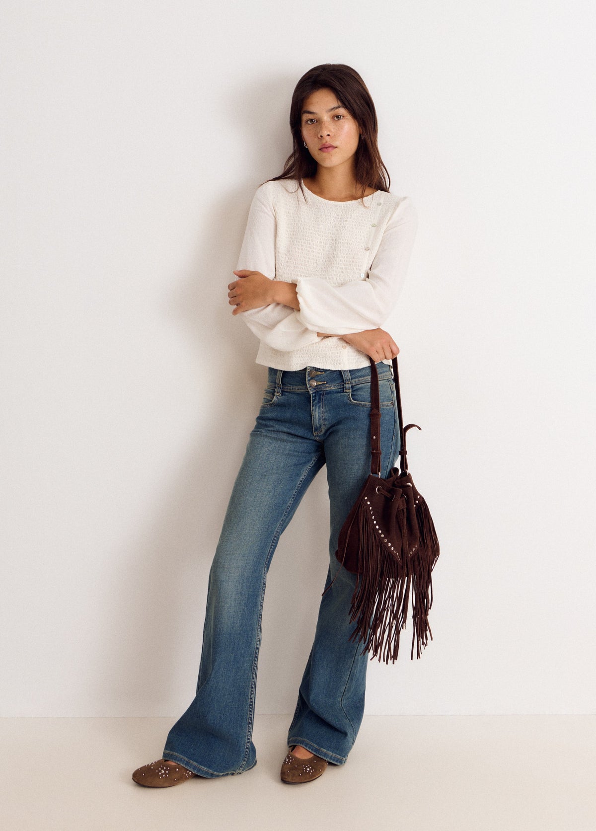 Blusa manga larga smock