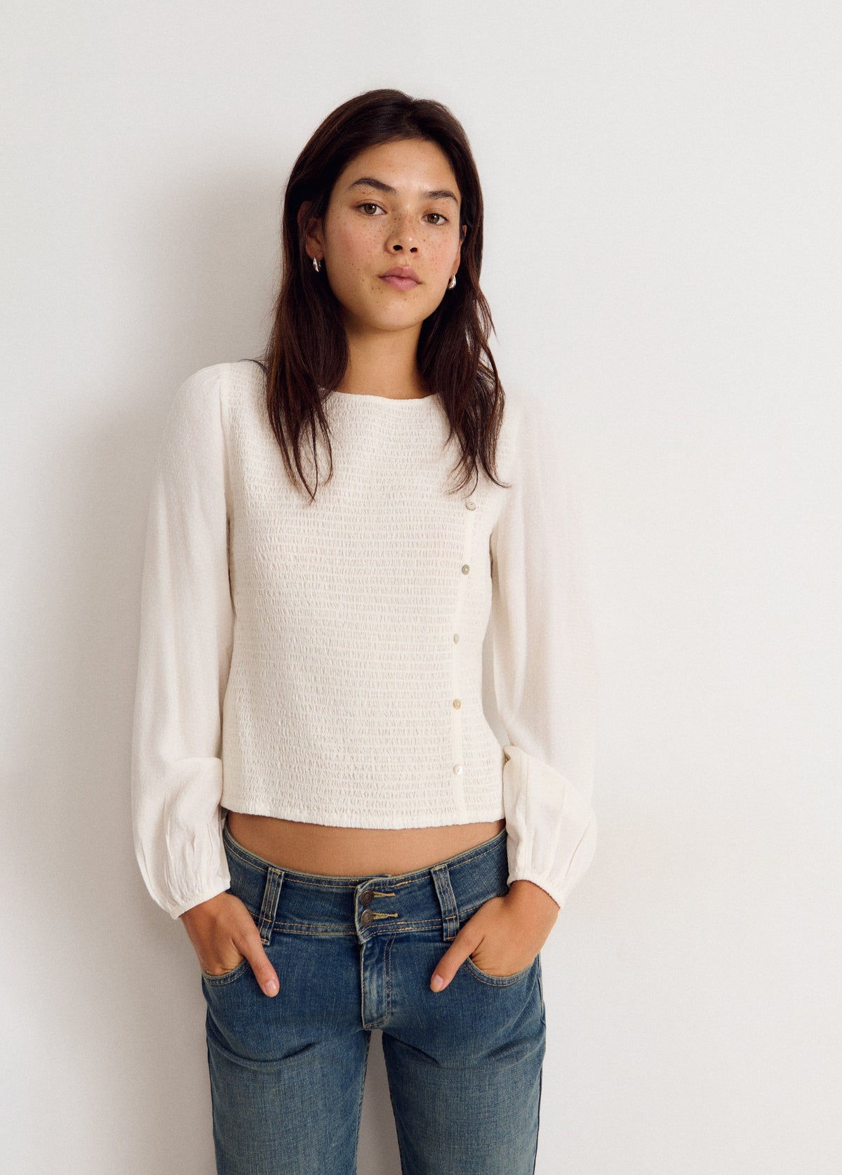 Blusa manga larga smock
