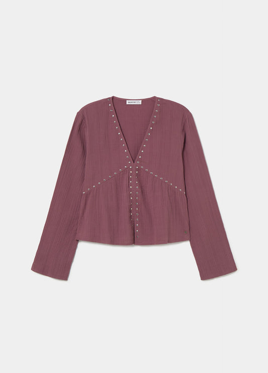 Blusa manga larga tachas