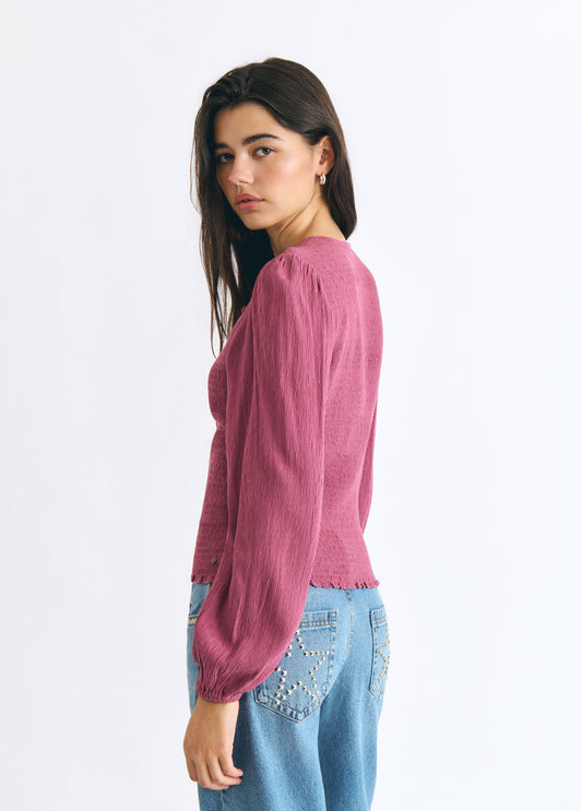 Blusa smock botones