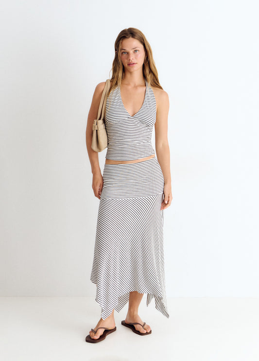 Top halter raya tejida