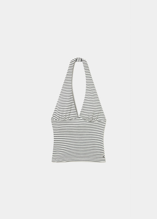 Top halter raya tejida