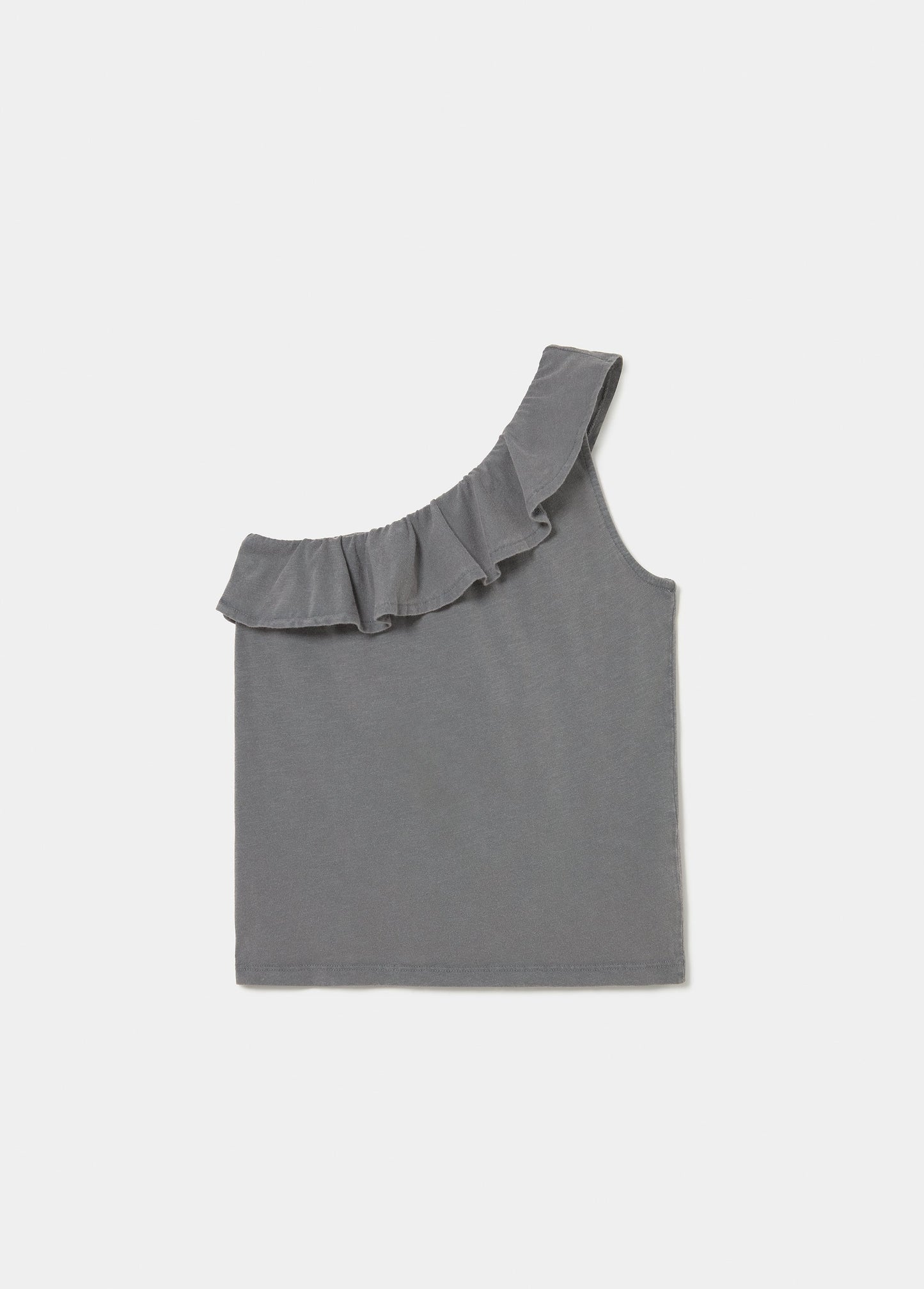 Camiseta asimétrica volantes tachas