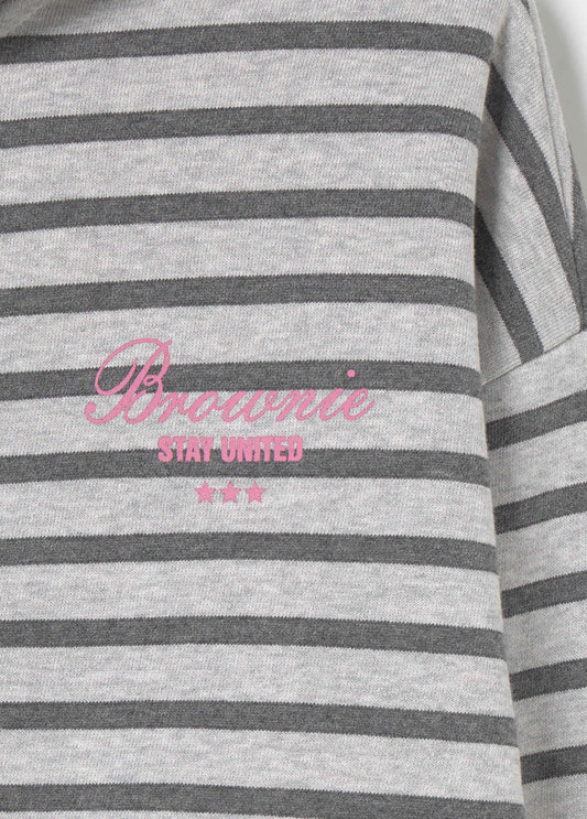 Sudadera cremallera raya y bordado