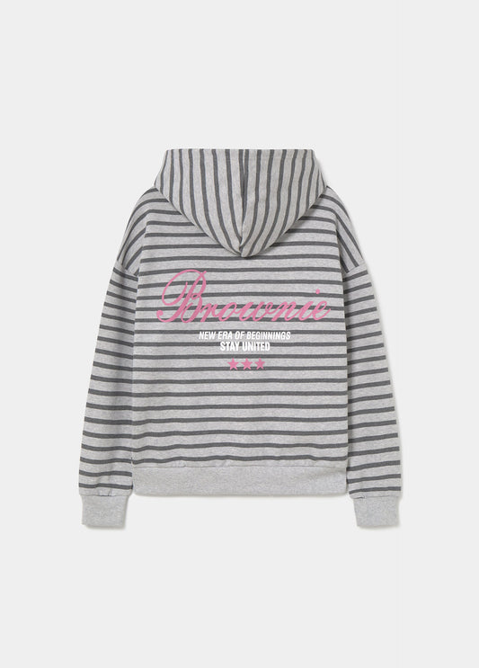 Sudadera cremallera raya y bordado