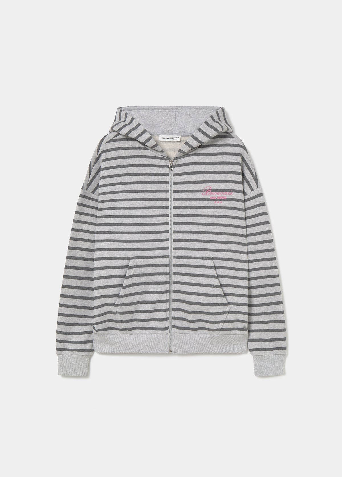 Sudadera cremallera raya y bordado