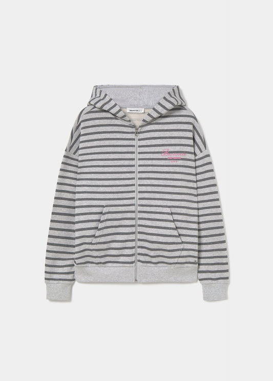 Sudadera cremallera raya y bordado