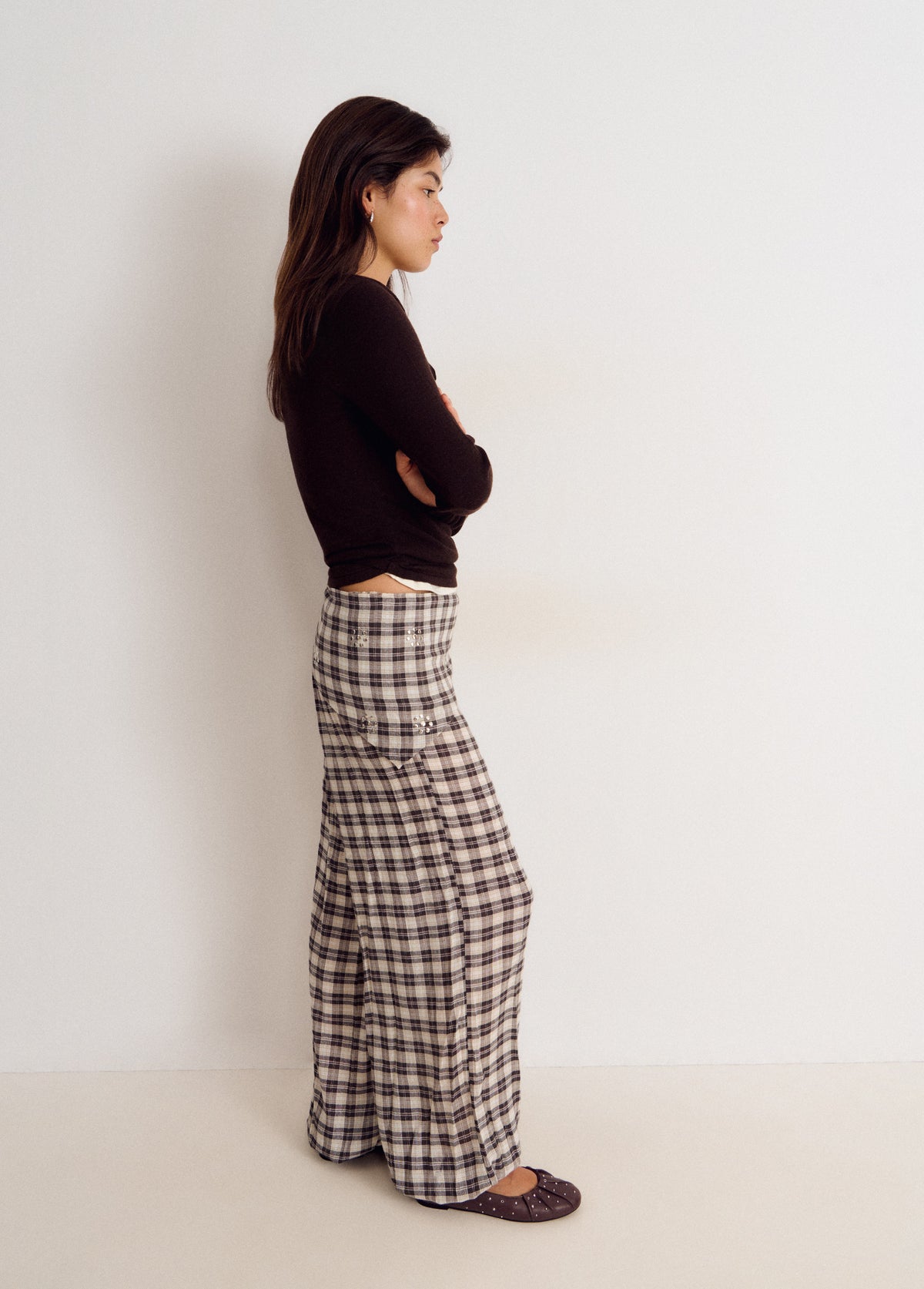 Pantalón bombacho cuadros con pañuelo