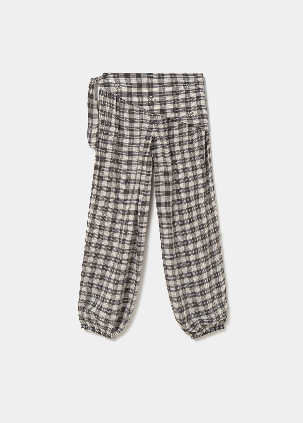 Pantalón bombacho cuadros con pañuelo