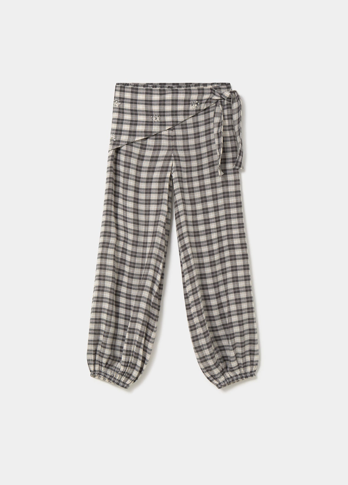 Pantalón bombacho cuadros con pañuelo