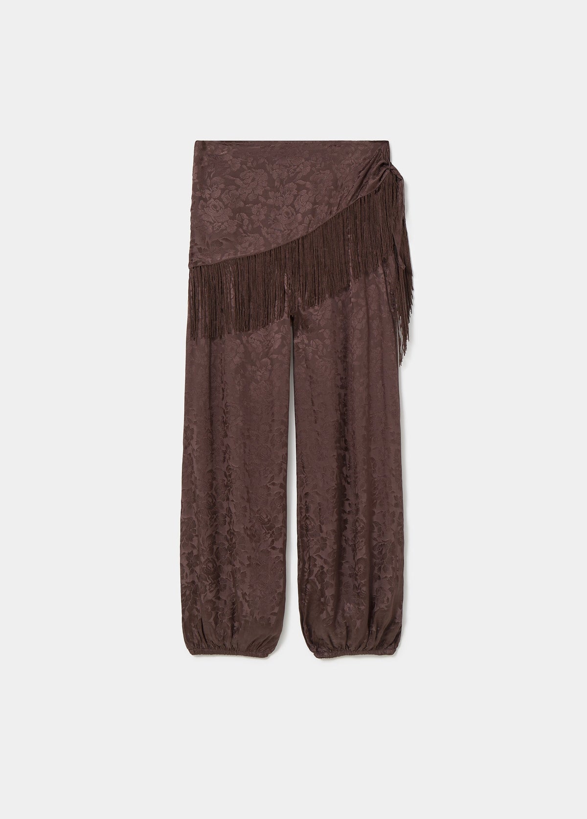 Pantalón bombacho con panuelo de flecos