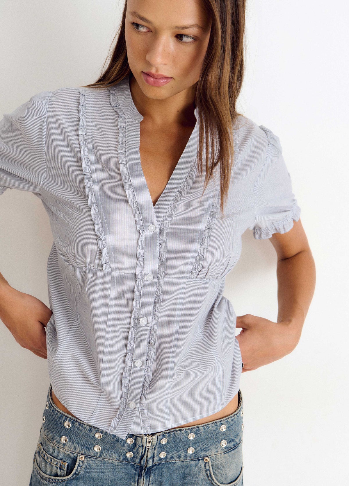 Blusa romántica rayas