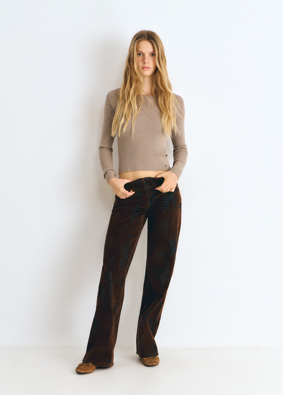 Pantalón flock marrón