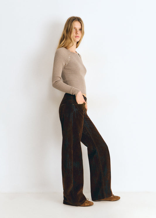 Pantalón flock marrón