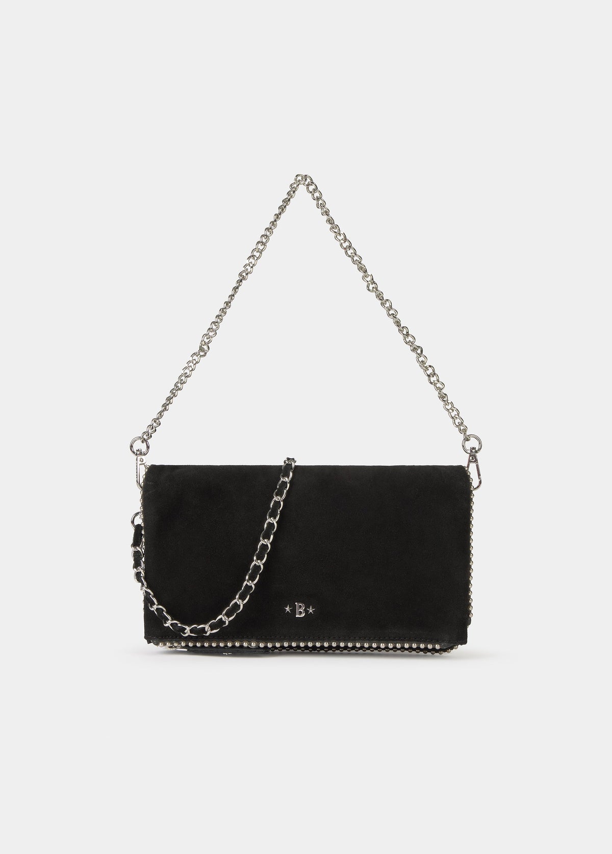Bolso solapa bolitas serraje