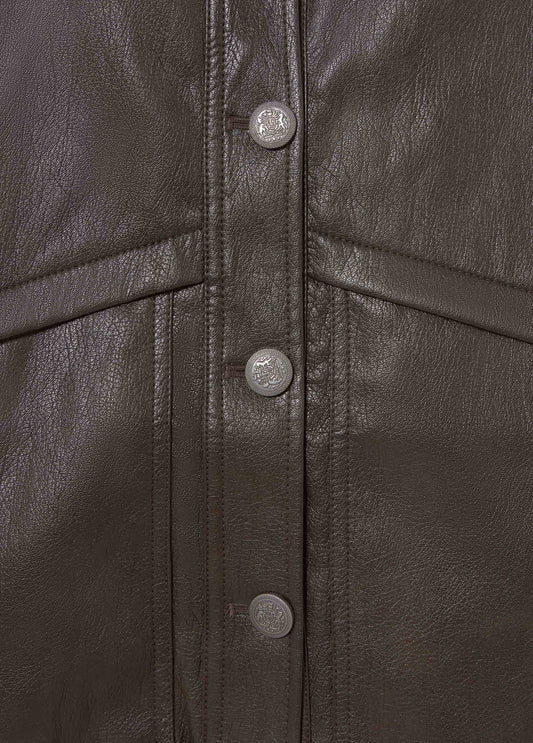 Chaqueta bomber efecto piel botones
