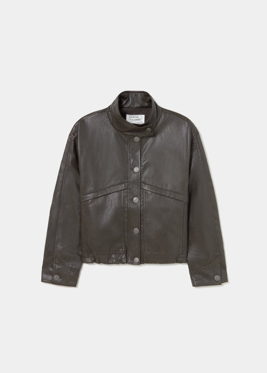 Chaqueta bomber efecto piel botones