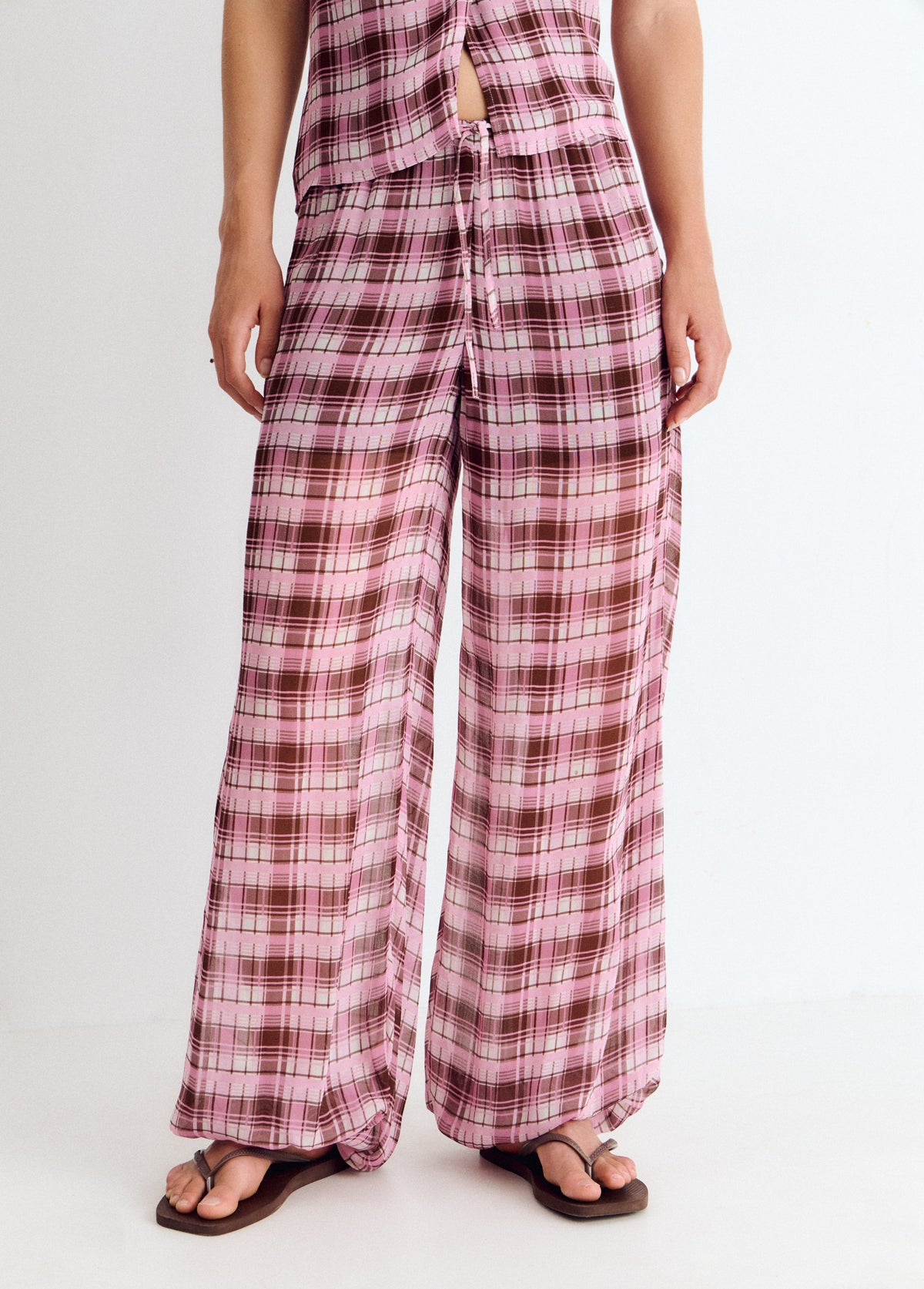 Pantalón largo bombacho cuadros