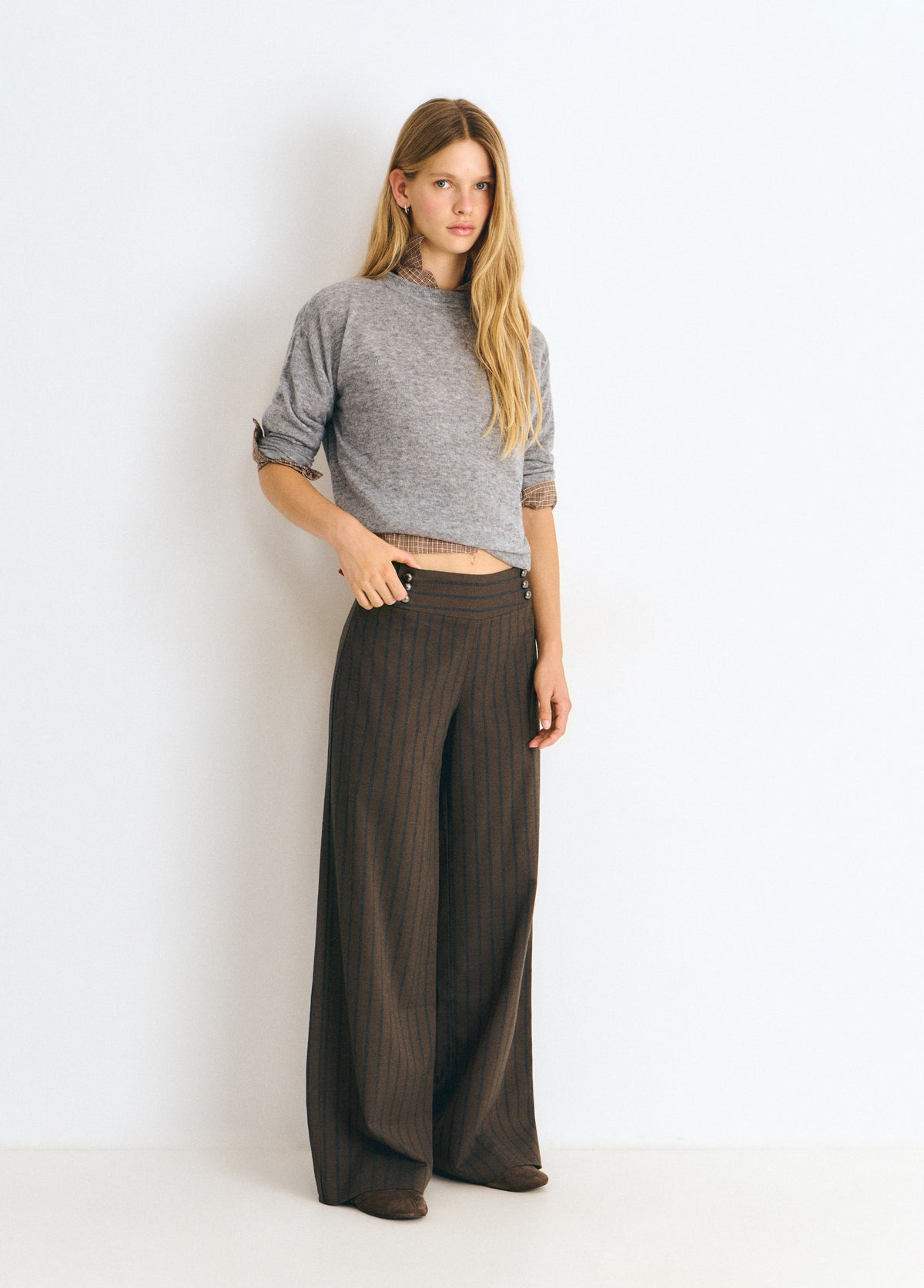 Pantalón cinturilla ancha rayas