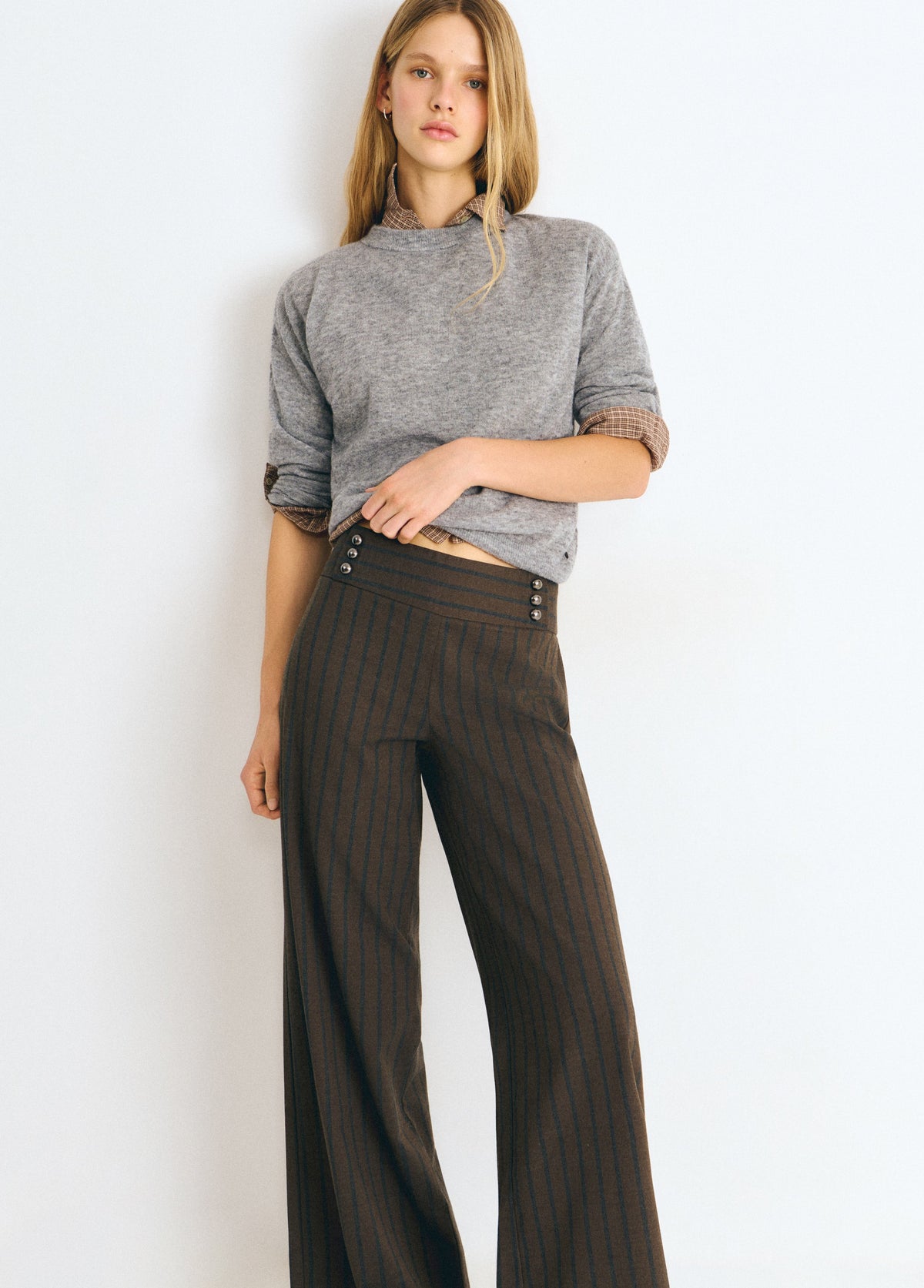 Pantalón cinturilla ancha rayas