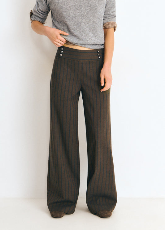 Pantalón cinturilla ancha rayas