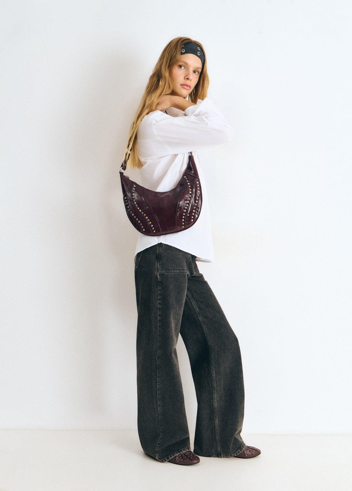 Bolso hombro mix tachas