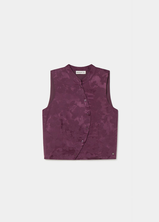 Top tejido jacquard botones