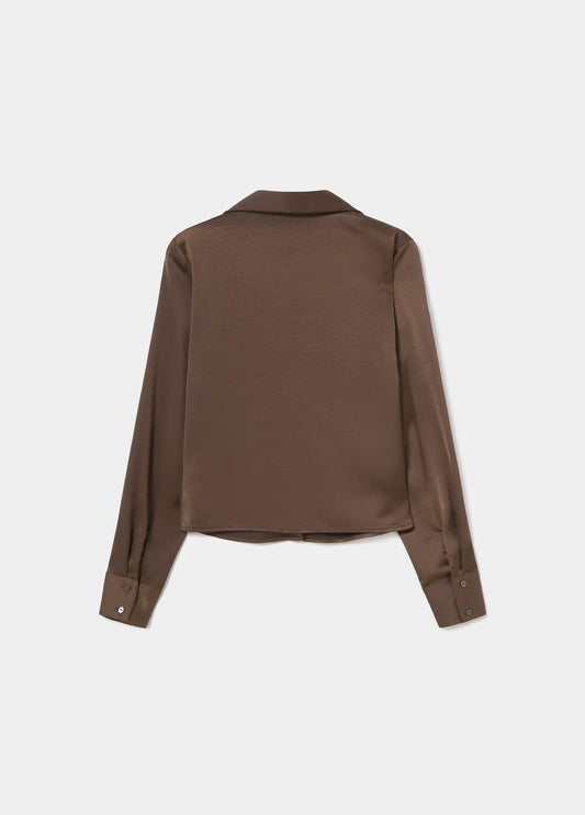 Camisa satinada frunce
