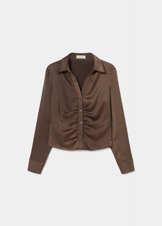 Camisa satinada frunce
