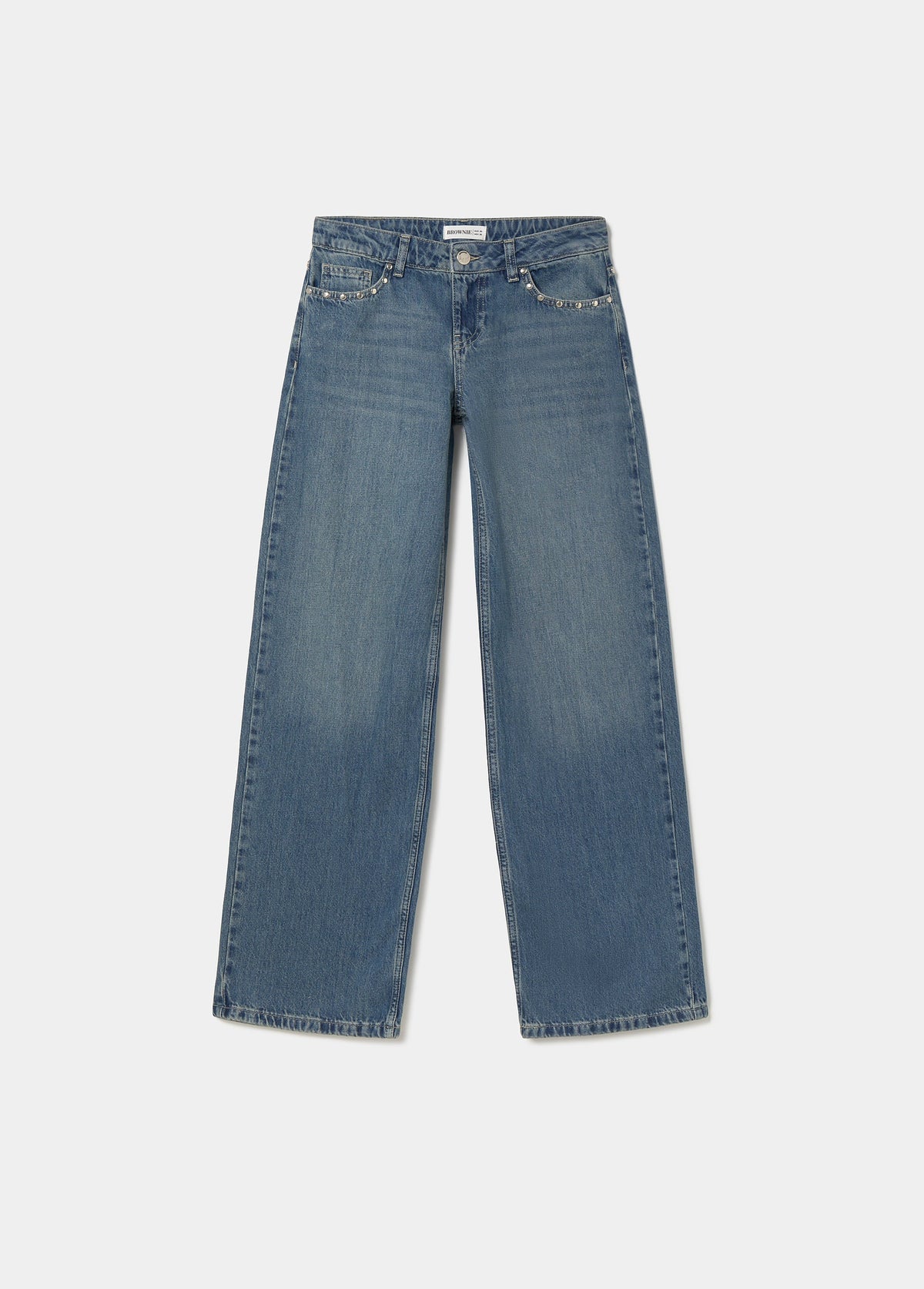 Jeans recto alas bordadas