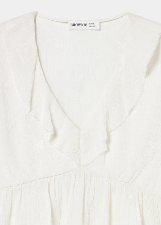 Blusa manga corta volantes