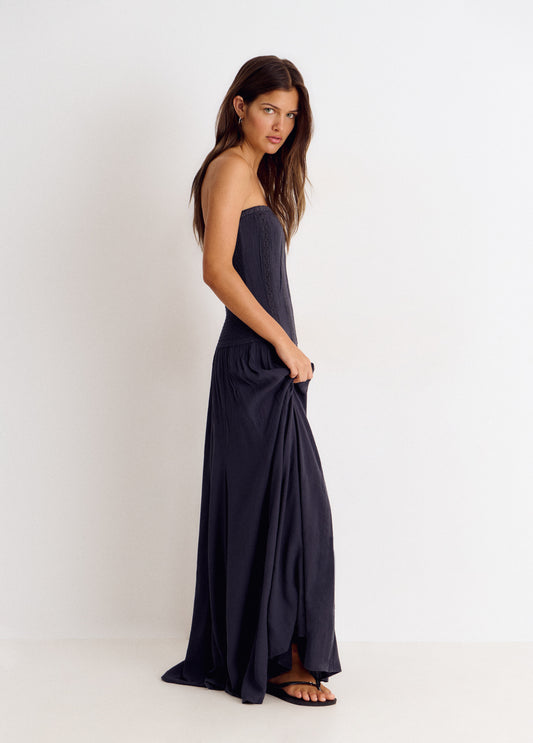 Vestido largo bandeau