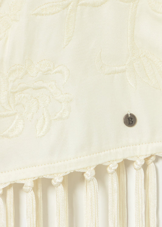Top jacquard con flecos