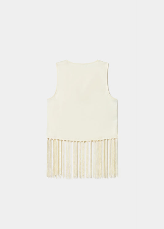 Top jacquard con flecos