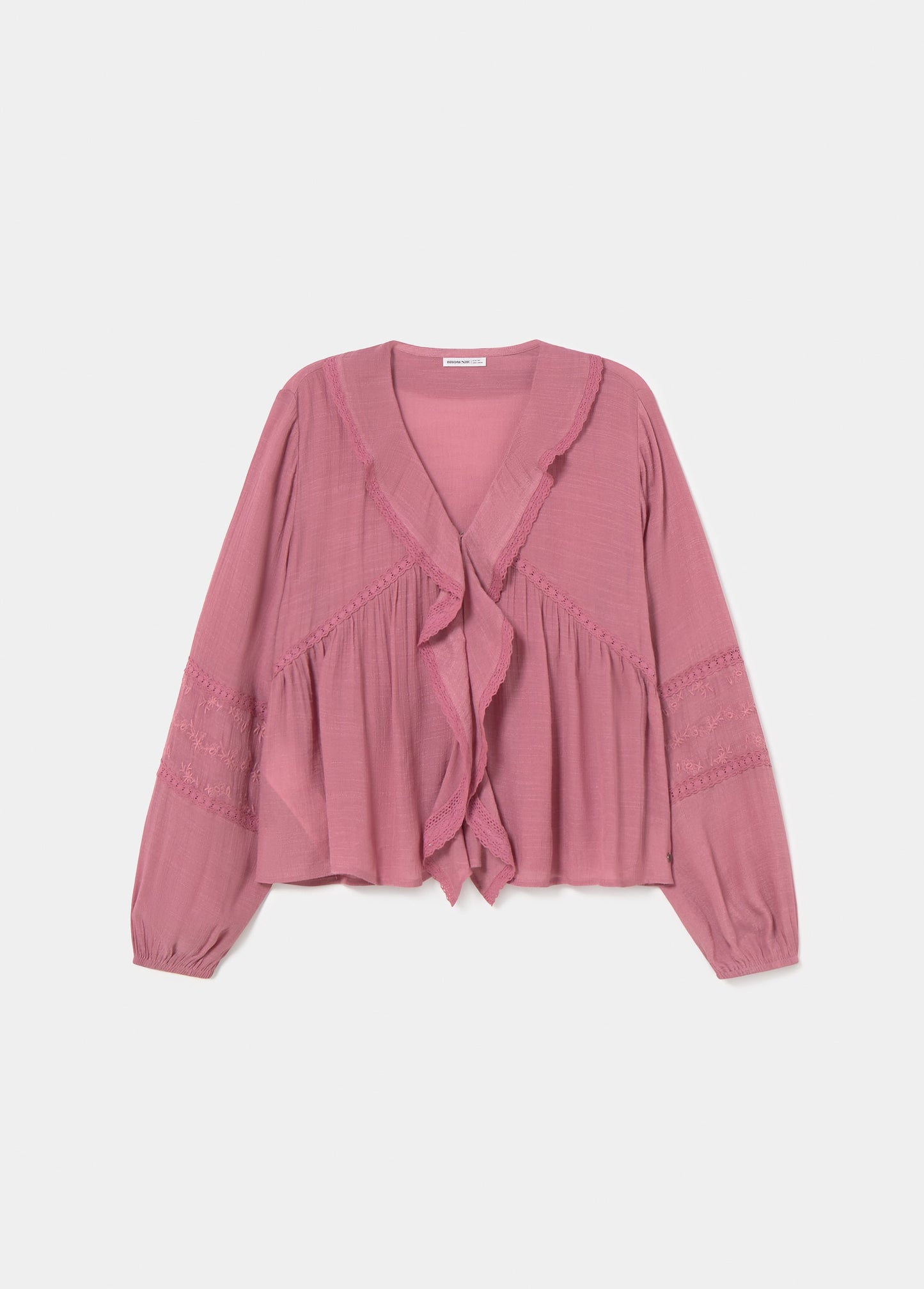 Blusa volantes manga bordada