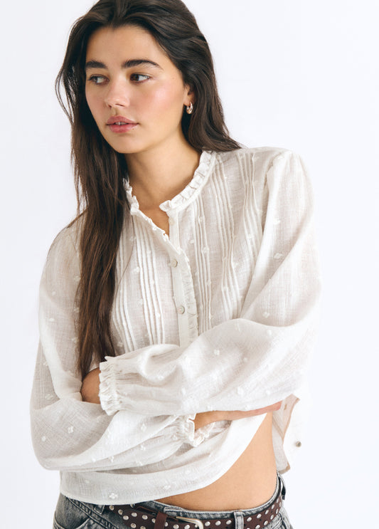 Blusa jaretas lurex manga larga