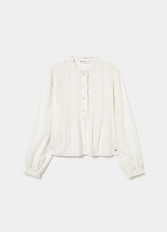 Blusa jaretas lurex manga larga