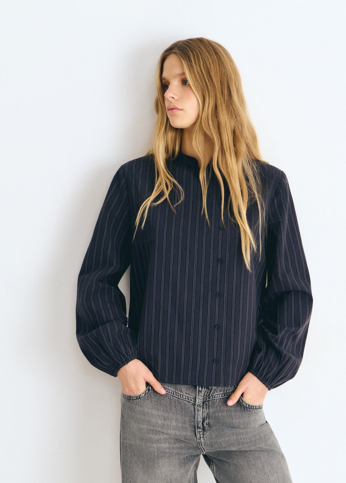 Blusa rayas abullonada