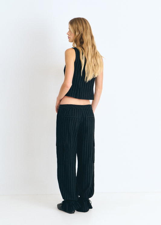 Pantalón cargo rayas pana
