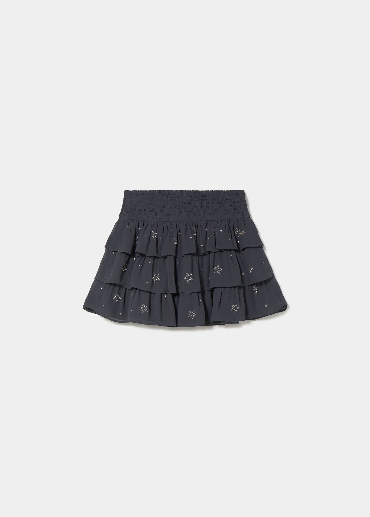 Falda corta multivolantes tachas