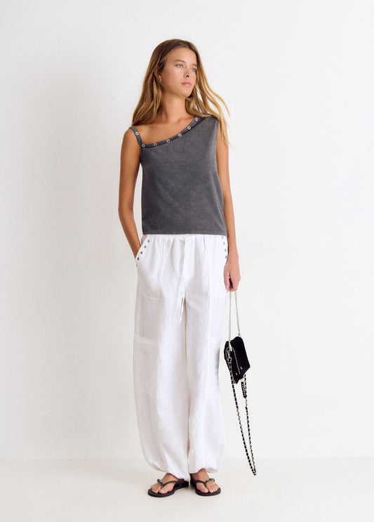 Camiseta asimetrica eyelets