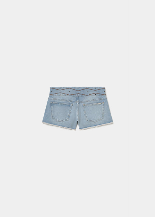Short cinturilla ancha bordada