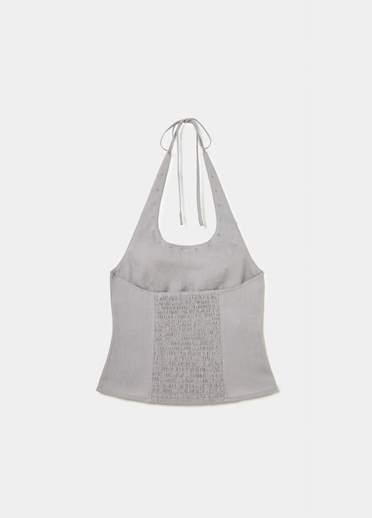 Top halter lino botones nácar