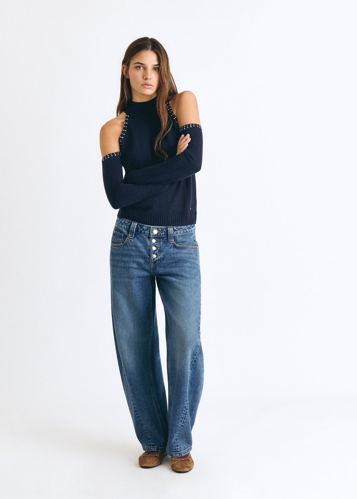 Jersey apertura hombros tachas