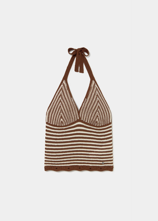 Top punto halter rayas