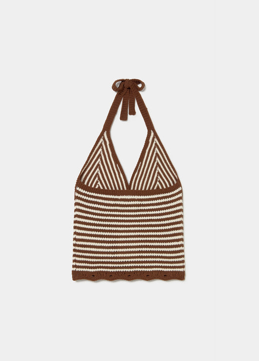 Top punto halter rayas