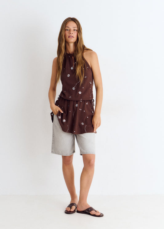 Vestido halter lentejuelas