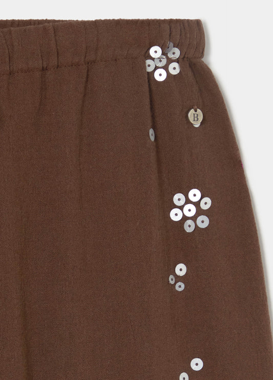 Pantalón fluido detalle lentejuelas lateral
