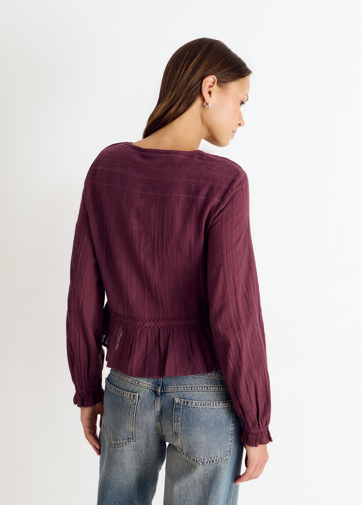 Blusa manga larga volantes
